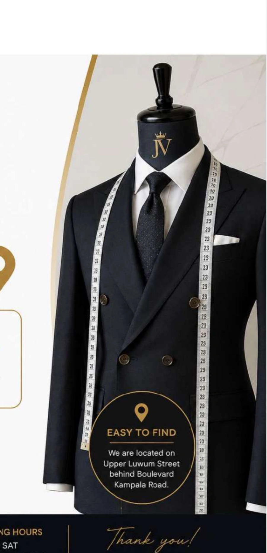 Custom tailored suit display